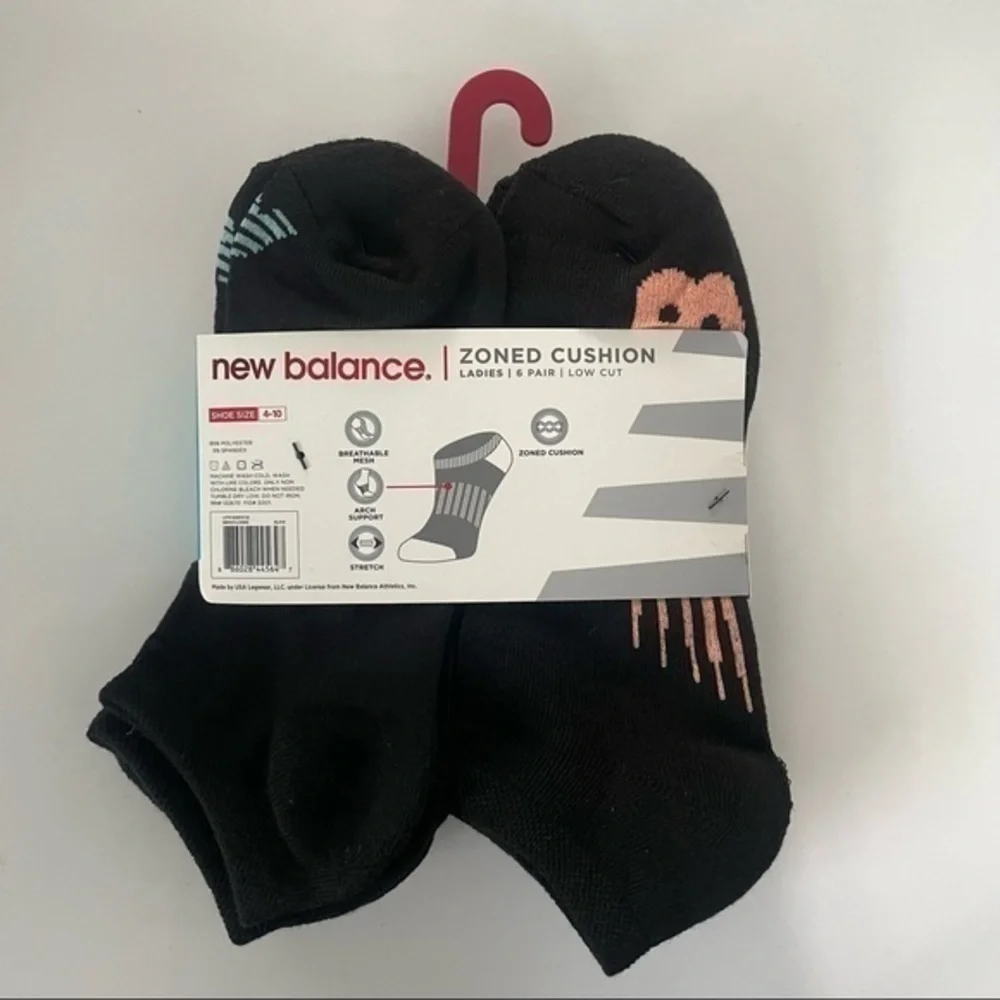 New Balance women’s low cut socks black 6 pack size 4-10